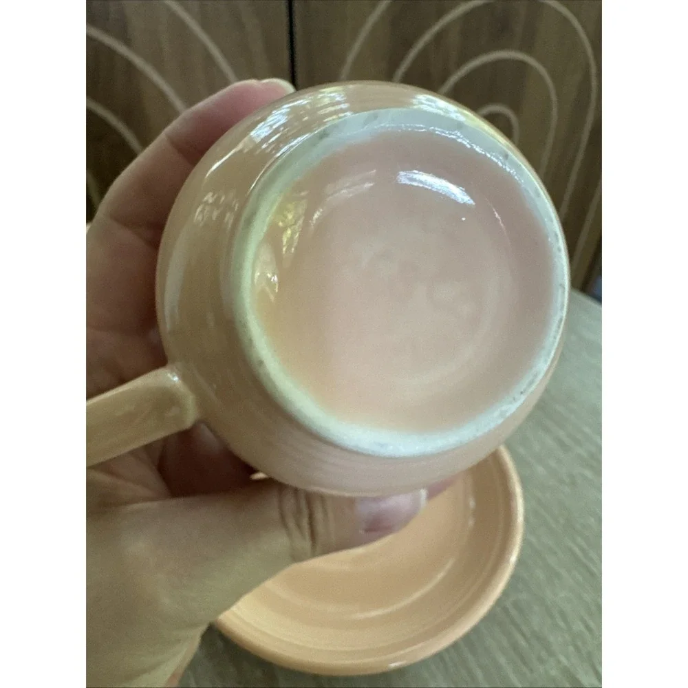 FIESTAWARE Apricot LtPink Coffee Tea Cup & Saucer HLC Homer Laughlin Set 3